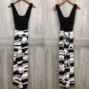 Black Brown Geometric Criss Cross Back Maxi BB193